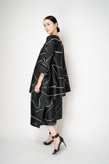 Pleats Please Issey Miyake Pause Contrasting Silhouettes Maxi Skirt in Black and White