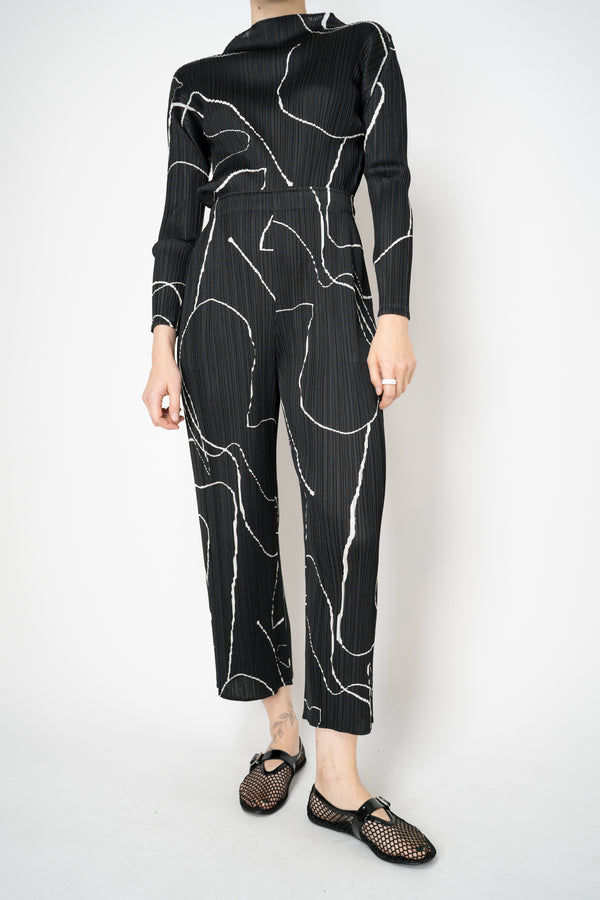 Pleats Please Issey Miyake Pause Contrasting Silhouettes Trousers in Black and White
