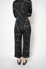 Pleats Please Issey Miyake Pause Contrasting Silhouettes Trousers in Black and White