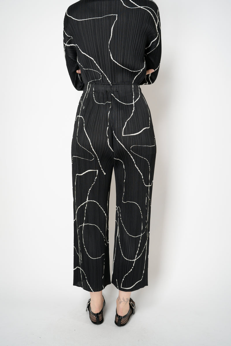 Pleats Please Issey Miyake Pause Contrasting Silhouettes Trousers in Black and White