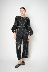 Pleats Please Issey Miyake Pause Contrasting Silhouettes Trousers in Black and White