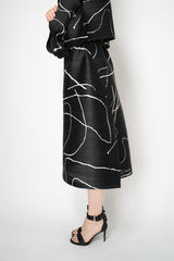 Pleats Please Issey Miyake Pause Contrasting Silhouettes Maxi Skirt in Black and White