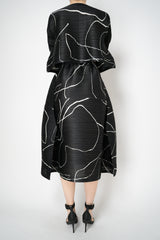 Pleats Please Issey Miyake Pause Contrasting Silhouettes Maxi Skirt in Black and White