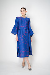 Pleats Please Issey Miyake Pause Contrasting Silhouettes Maxi Skirt in Indigo and Pink