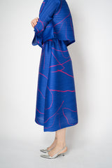 Pleats Please Issey Miyake Pause Contrasting Silhouettes Maxi Skirt in Indigo and Pink
