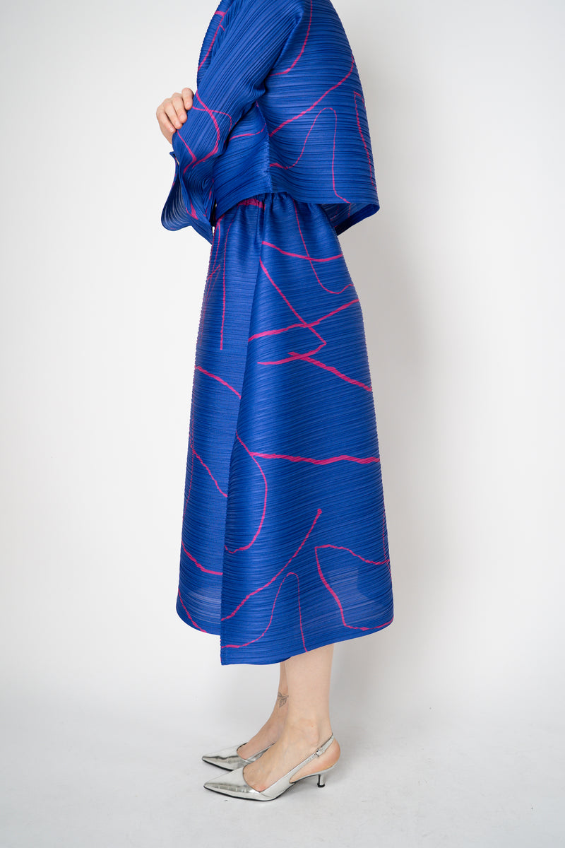 Pleats Please Issey Miyake Pause Contrasting Silhouettes Maxi Skirt in Indigo and Pink
