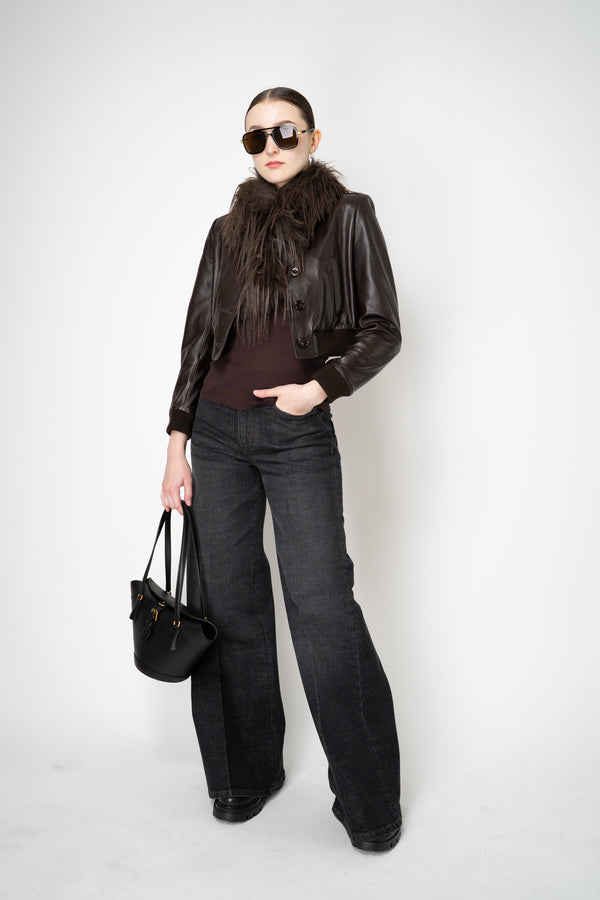 Dorothee Schumacher Extra Long Wide Leg Jeans in Black Wash