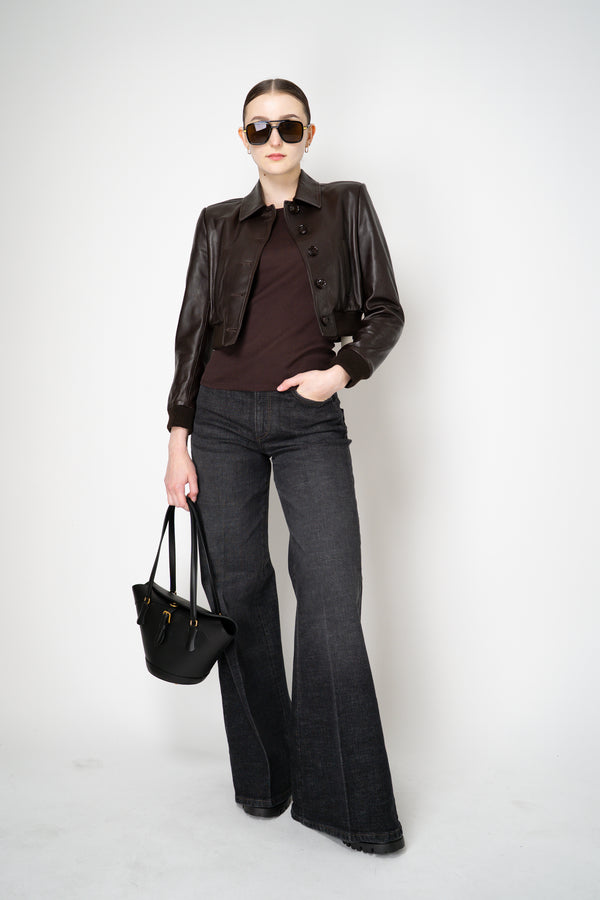 Dorothee Schumacher Extra Long Wide Leg Jeans in Black Wash