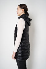 Herno Slim Hooded Nylon Ultralight Puffer Vest in Black