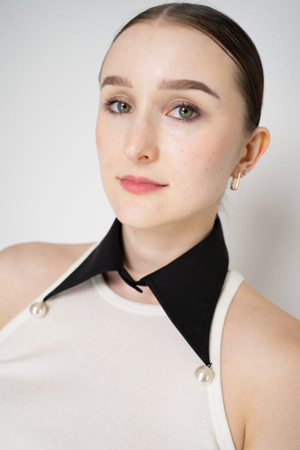 MeiMeiJ Pearl Embellished Faux Collar in Black