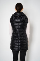 Herno Slim Hooded Nylon Ultralight Puffer Vest in Black