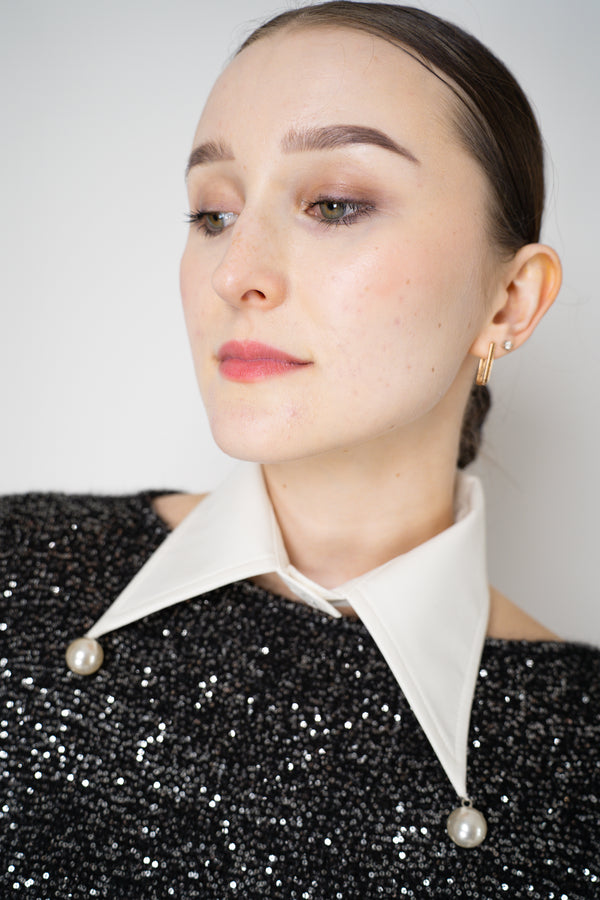 MeiMeiJ Pearl Embellished Faux Collar in White