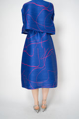 Pleats Please Issey Miyake Pause Contrasting Silhouettes Maxi Skirt in Indigo and Pink