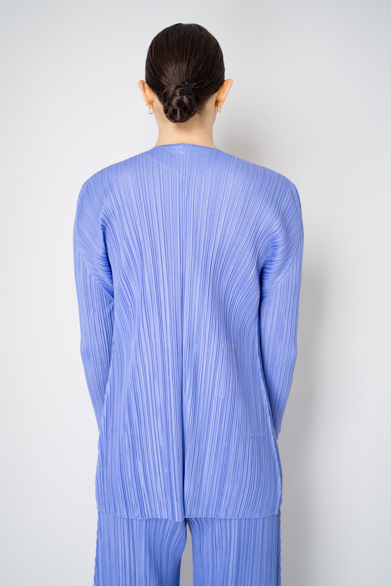 Pleats Please Issey Miyake Mellow Pleats Open Front Cardigan in Lavender