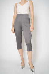 Pleats Please Issey Miyake Basics Cropped Tapered Trousers in Grey