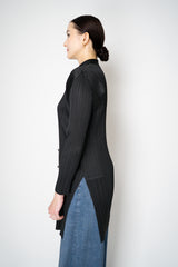 Pleats Please Issey Miyake Button-Up Cardigan Jacket in Black
