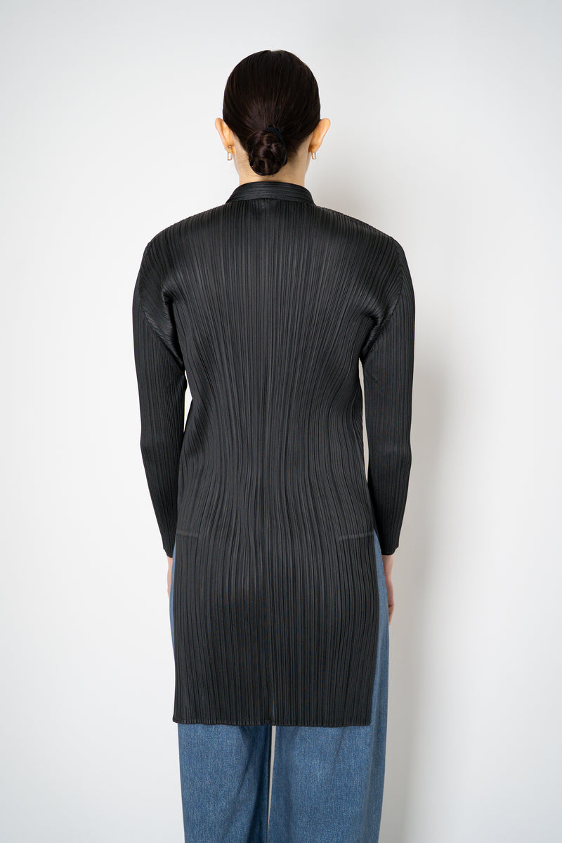 Pleats Please Issey Miyake Button-Up Cardigan Jacket in Black