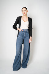 Pleats Please Issey Miyake Basics Open Front Cardigan in Black