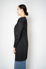 Pleats Please Issey Miyake Basics Open Front Cardigan in Black
