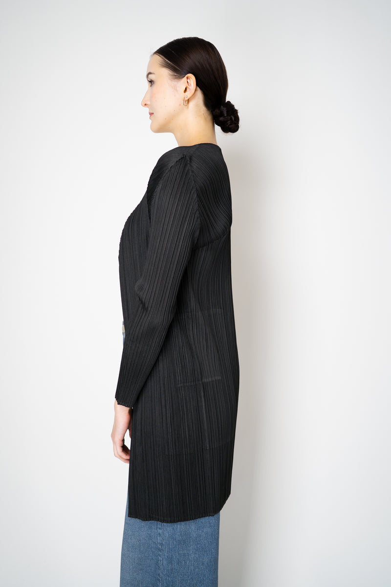 Pleats Please Issey Miyake Basics Open Front Cardigan in Black