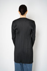 Pleats Please Issey Miyake Basics Open Front Cardigan in Black