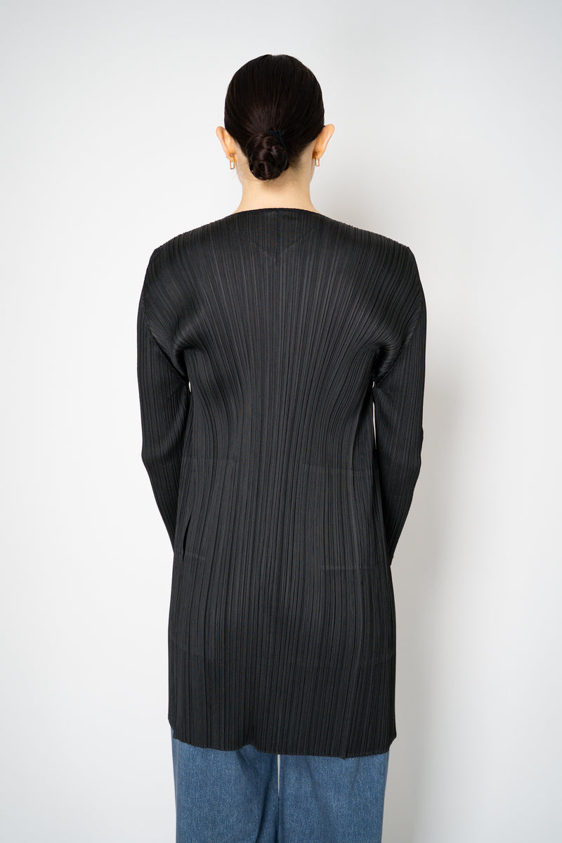 Pleats Please Issey Miyake Basics Open Front Cardigan in Black