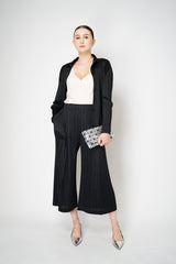 Pleats Please Issey Miyake Basics Collared Button-Up Jacket in Black