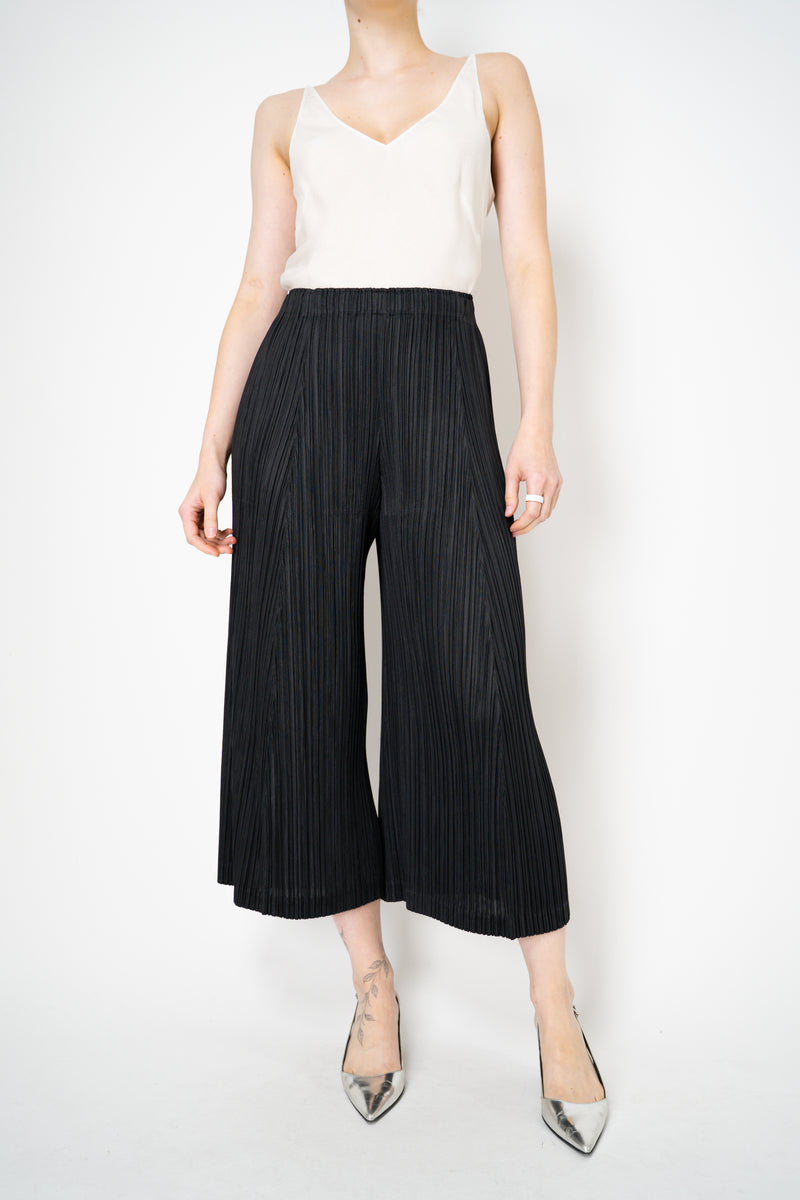 Pleats Please Issey Miyake Thicker Bottoms 1 Wide Flared Pleated Trousers in Black