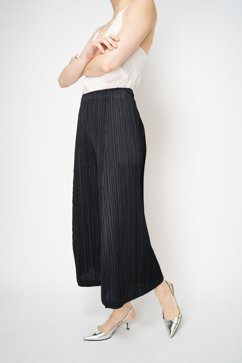 Pleats Please Issey Miyake Thicker Bottoms 1 Wide Flared Pleated Trousers in Black