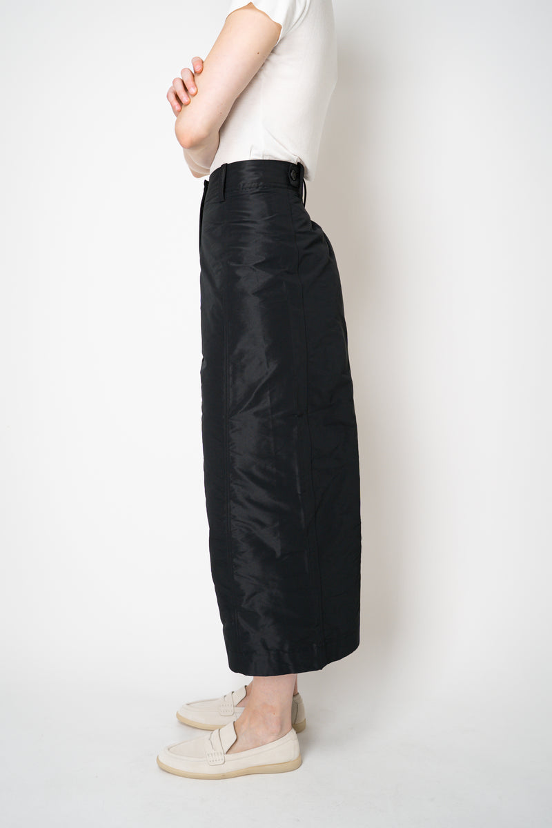 MeiMeiJ Cropped Wide Leg Taffeta Trousers in Black