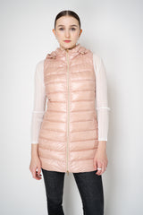 Herno Slim Hooded Nylon Ultralight Puffer Vest in Bubblegum Pink