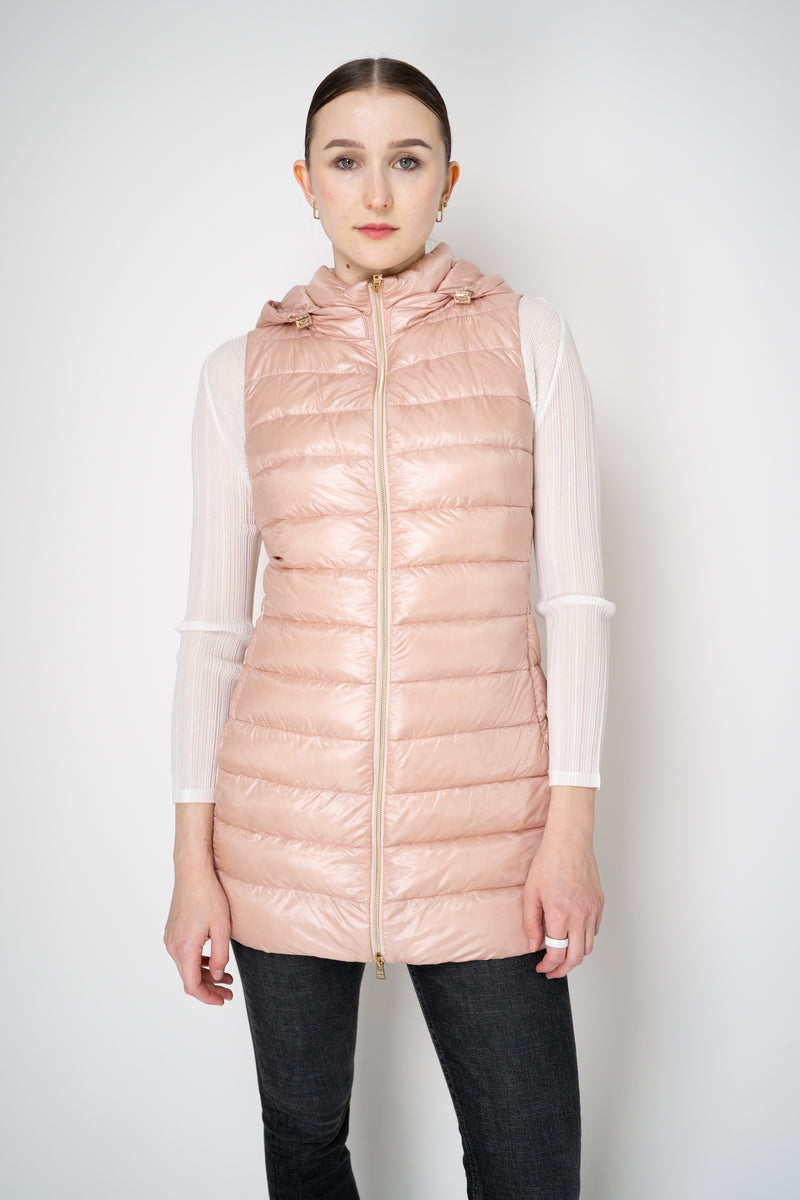 Herno Slim Hooded Nylon Ultralight Puffer Vest in Bubblegum Pink