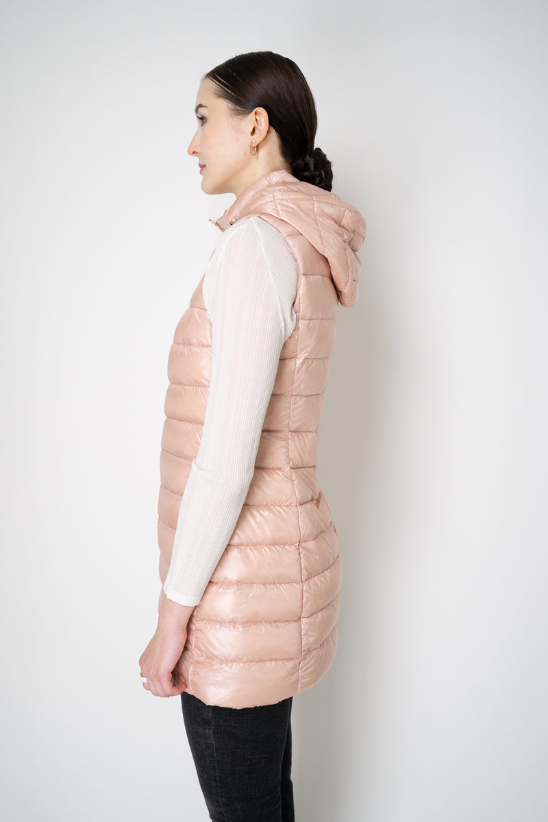 Herno Slim Hooded Nylon Ultralight Puffer Vest in Bubblegum Pink