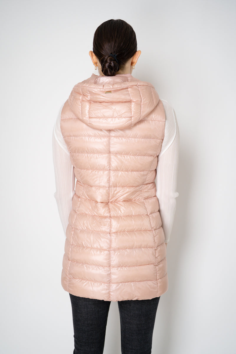 Herno Slim Hooded Nylon Ultralight Puffer Vest in Bubblegum Pink