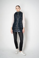 Herno Slim Hooded Nylon Ultralight Puffer Vest in Navy