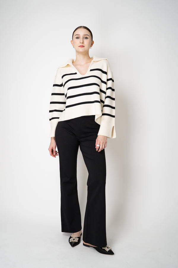 MeiMeiJ Punto Straight Leg Pull-On Trousers in Black