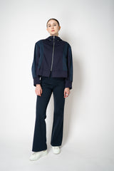 MeiMeiJ Punto Straight Leg Pull-On Trousers in Navy
