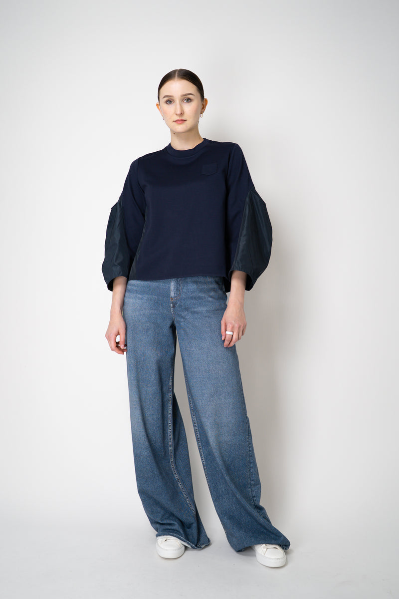 MeiMeiJ Long Sleeve Viscose Bi-Stretch Sweatshirt in Navy