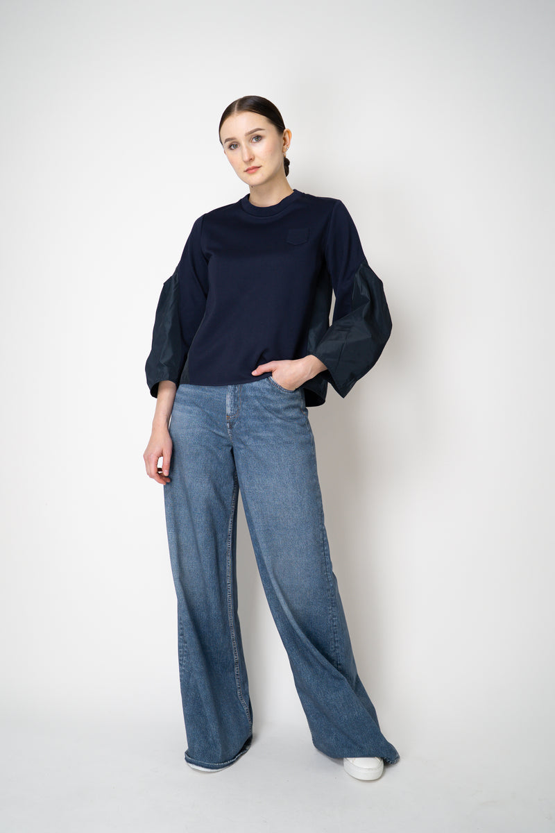 MeiMeiJ Long Sleeve Viscose Bi-Stretch Sweatshirt in Navy