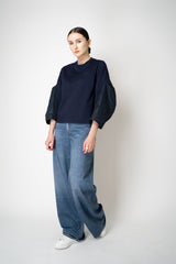 MeiMeiJ Long Sleeve Viscose Bi-Stretch Sweatshirt in Navy