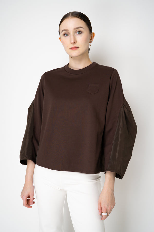 MeiMeiJ Long Sleeve Viscose Bi-Stretch Sweatshirt in Chocolate Brown