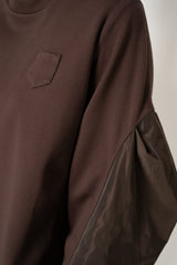 MeiMeiJ Long Sleeve Viscose Bi-Stretch Sweatshirt in Chocolate Brown