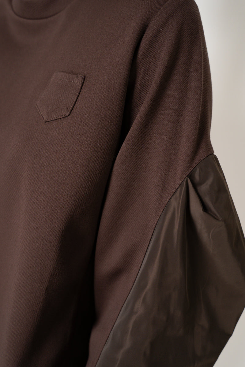 MeiMeiJ Long Sleeve Viscose Bi-Stretch Sweatshirt in Chocolate Brown