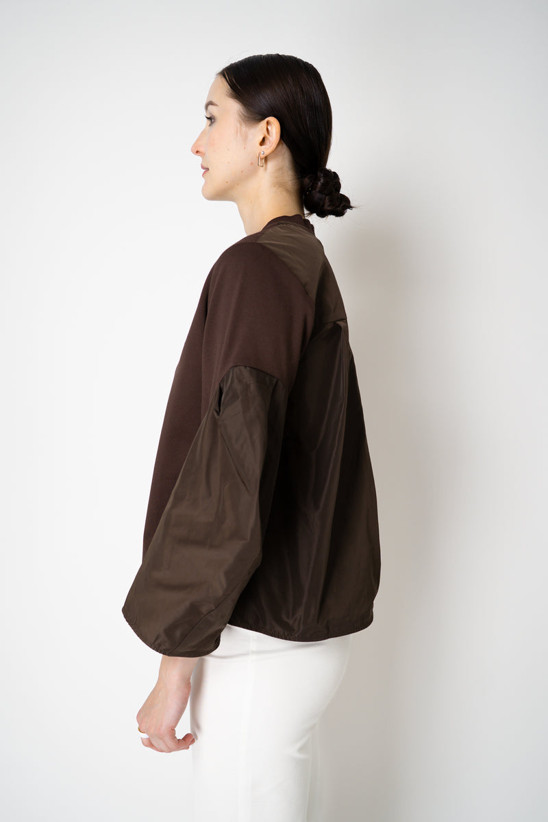 MeiMeiJ Long Sleeve Viscose Bi-Stretch Sweatshirt in Chocolate Brown