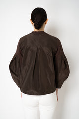 MeiMeiJ Long Sleeve Viscose Bi-Stretch Sweatshirt in Chocolate Brown