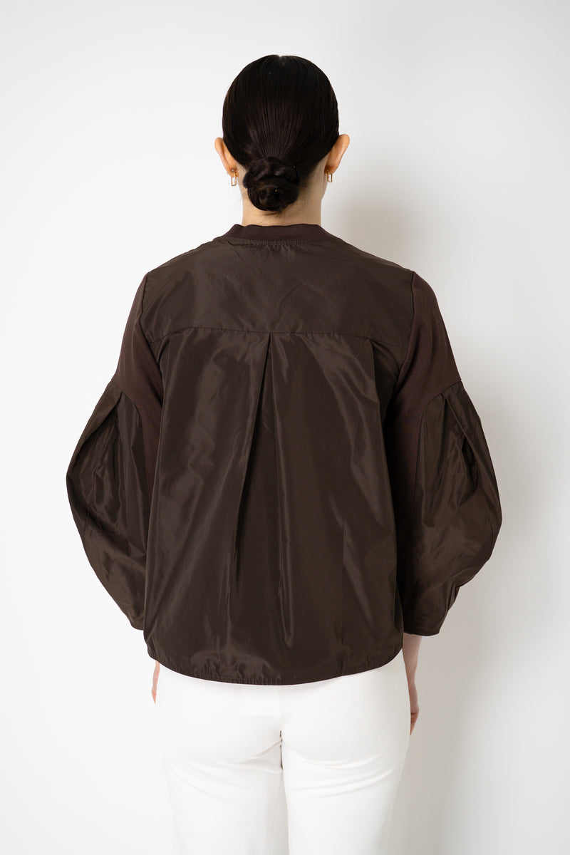 MeiMeiJ Long Sleeve Viscose Bi-Stretch Sweatshirt in Chocolate Brown