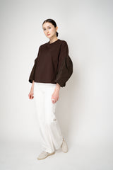 MeiMeiJ Punto Straight Leg Pull-On Trousers in Off-White
