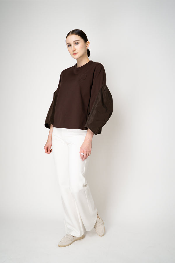 MeiMeiJ Long Sleeve Viscose Bi-Stretch Sweatshirt in Chocolate Brown