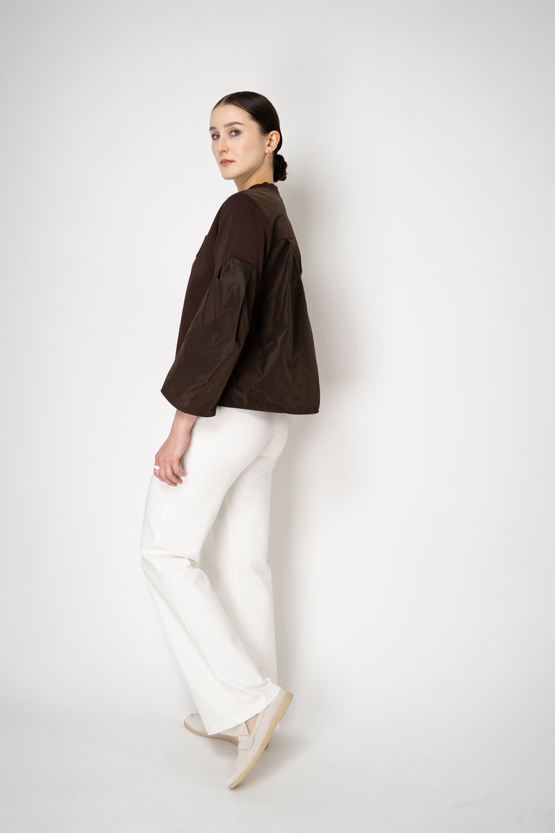MeiMeiJ Long Sleeve Viscose Bi-Stretch Sweatshirt in Chocolate Brown