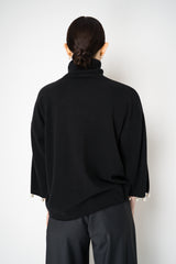 MeiMeiJ Pearl Embellished Wool Cashmere Knit Turtleneck Pullover in Black